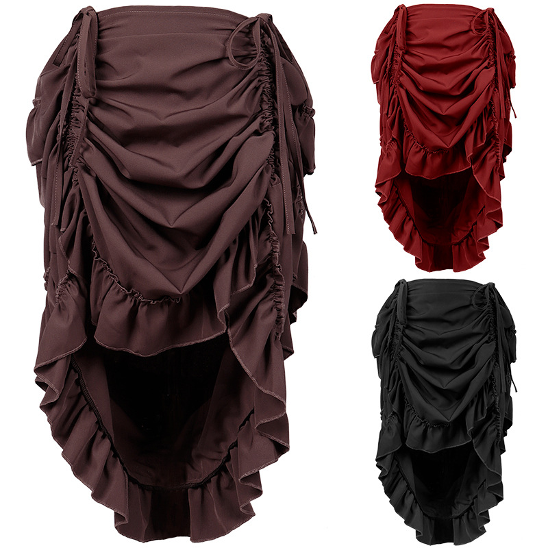 Skirts - Steampunk Victoriaanse geplooide korsetrok, middeleeuwse piratenrok