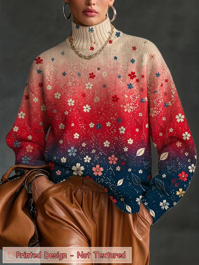 Blouses - Dames T-shirt met coltrui, lange mouwen,