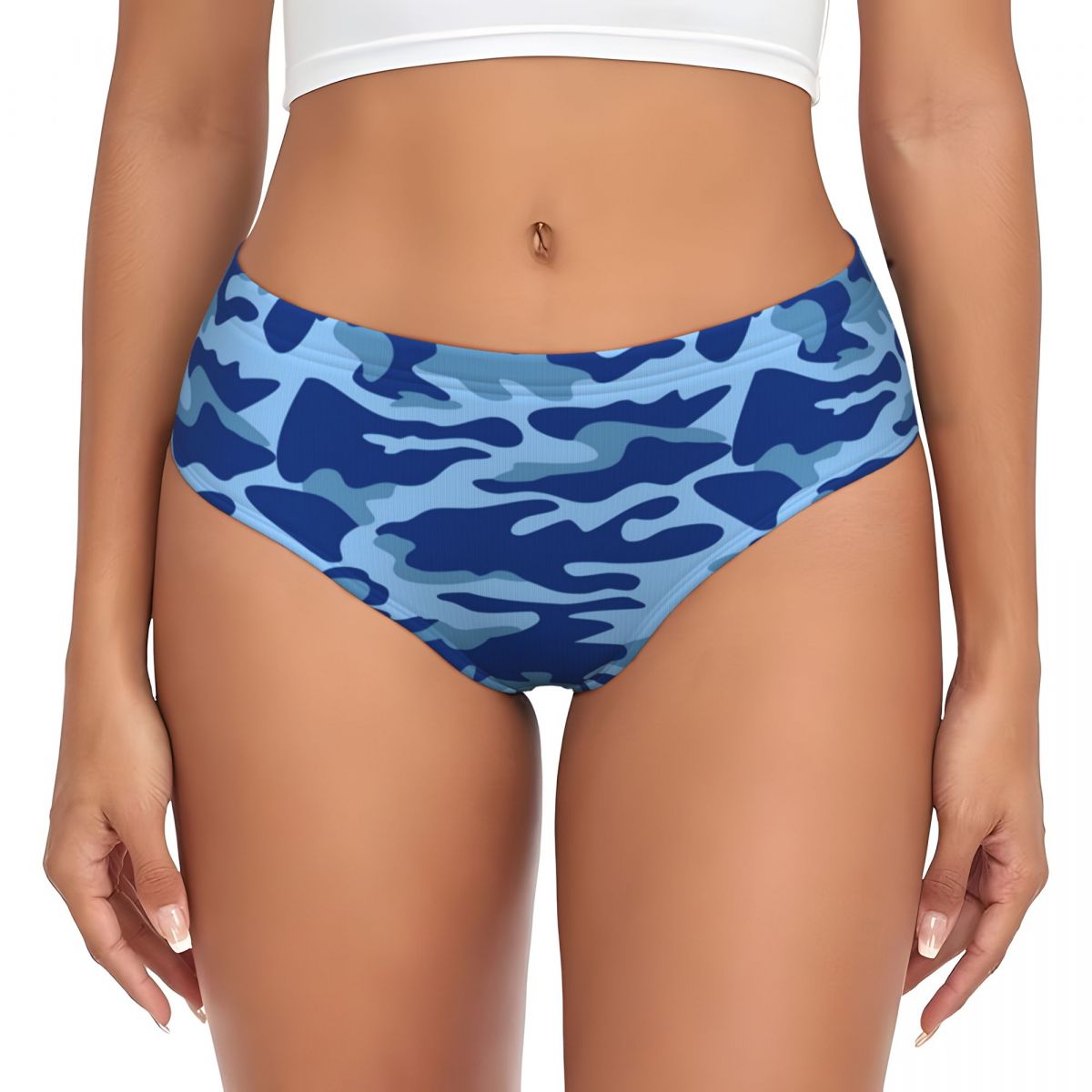 Lingerie - Aangepaste moderne blauwe camouflage korte slipje