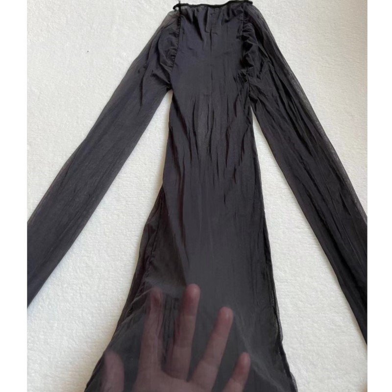 Sexy Mesh Sheer Bodycon Dress - Transparante gladde sexy bodystockings stretch naadloze