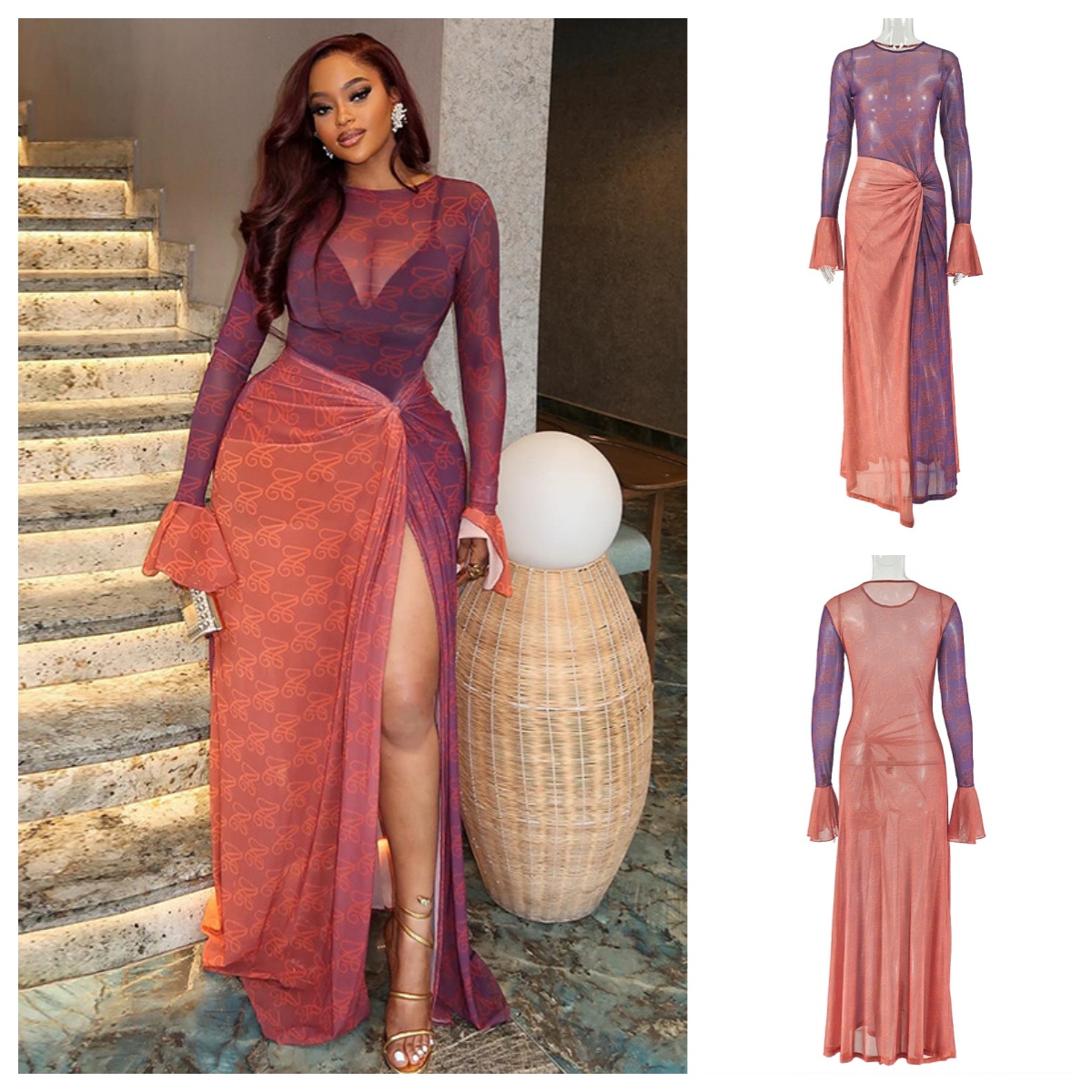 Sexy Mesh Sheer Bodycon Dress - Y2k Retro Sexy Vrouwen Sheer Mesh