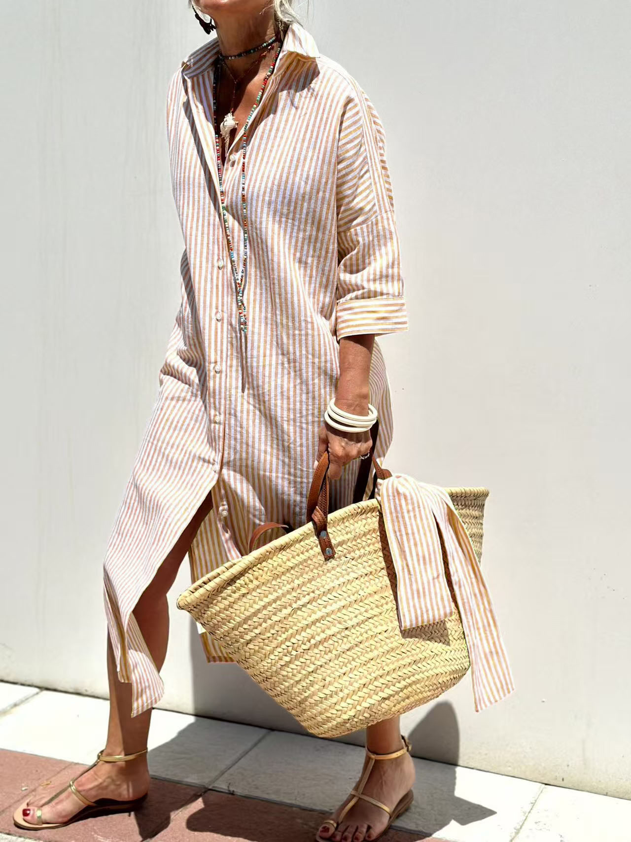 Maxi jurk met riem, zomerse li - Casual Loose Linen Shirt Dress recensie en prijs