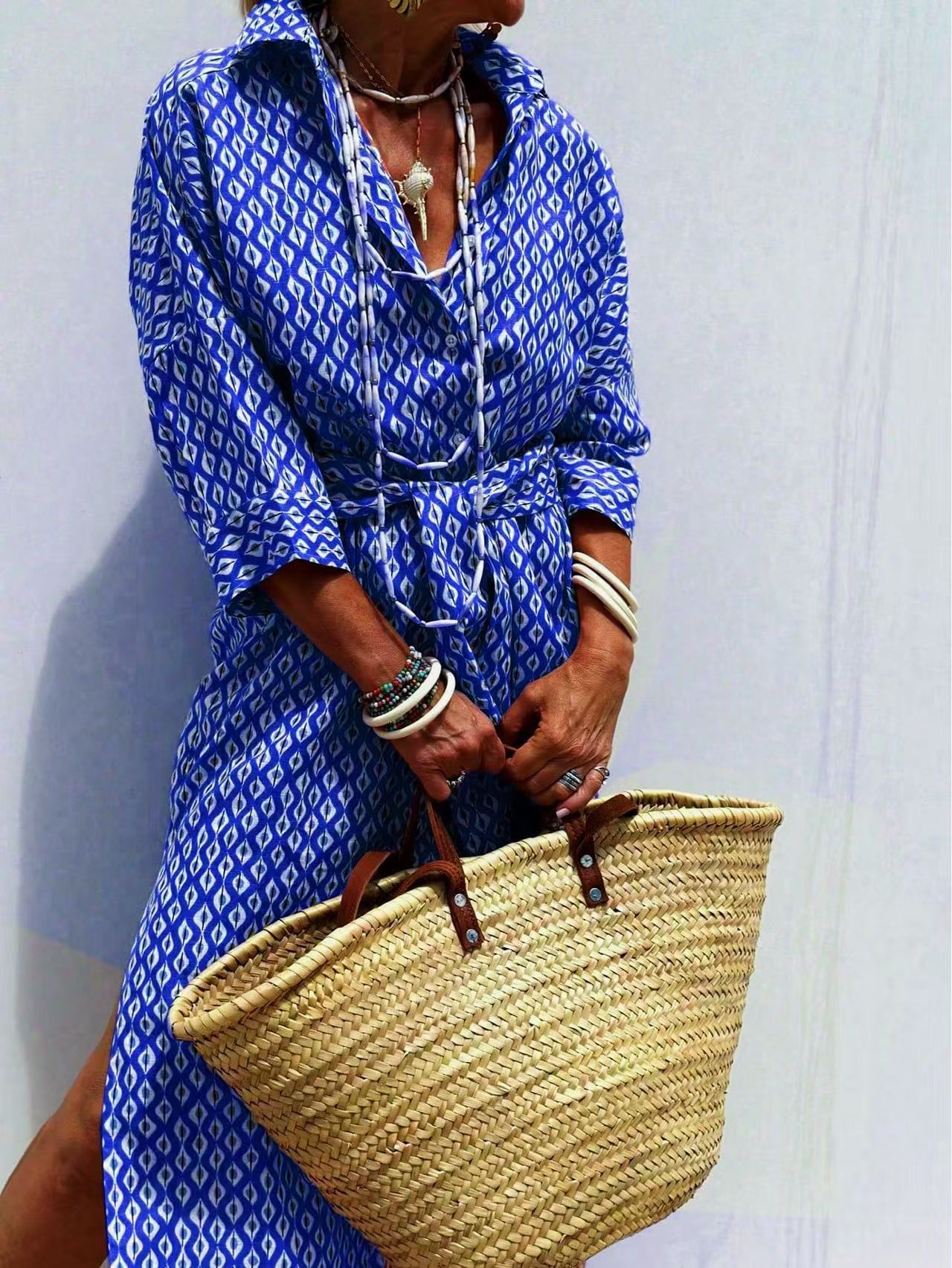 Maxi jurk met riem, zomerse li - Casual Loose Linen Shirt Dress recensie en prijs