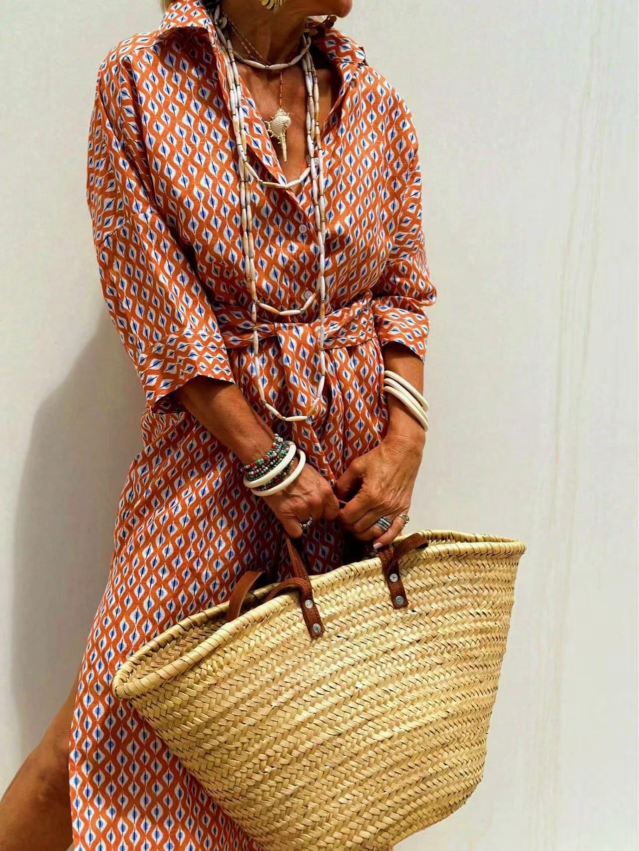 Maxi jurk met riem, zomerse li - Casual Loose Linen Shirt Dress recensie en prijs