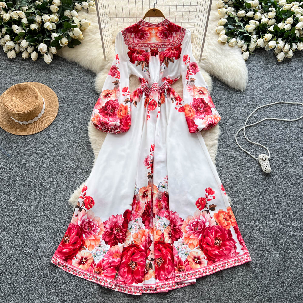 Franse elegante vintage paleis - French Vintage Floral Midi Dress recensie en prijs