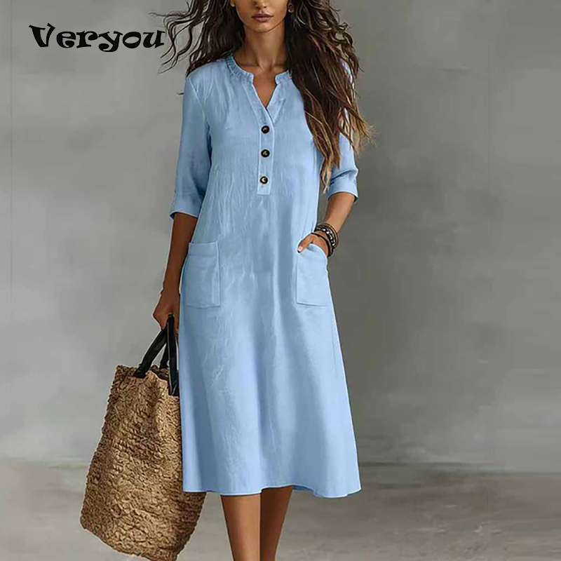 Dames casual effen kleur katoe - Boho Summer Beach Maxi Dress recensie en prijs